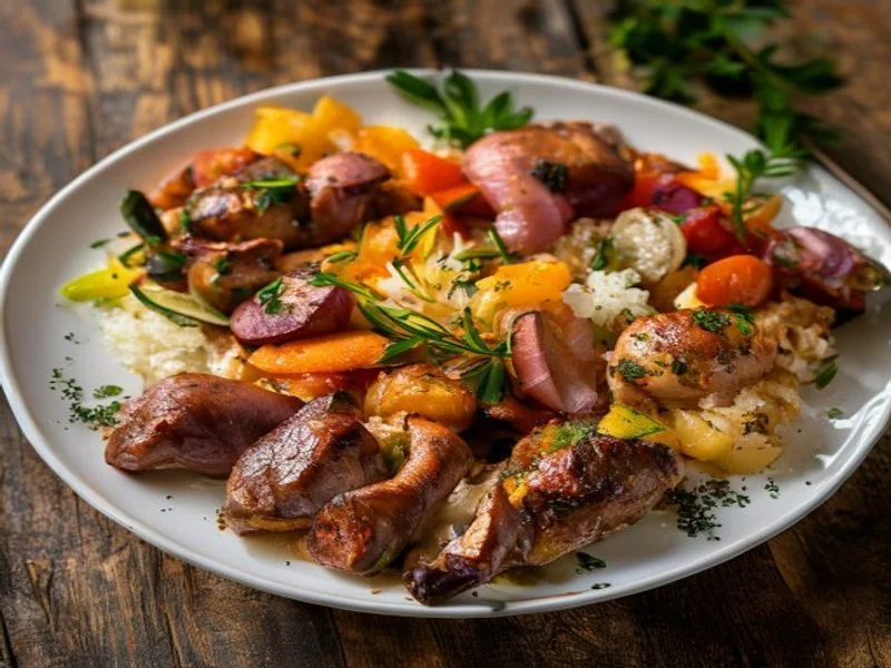 Paëlla mixte (poulet, chorizo, crustacés)