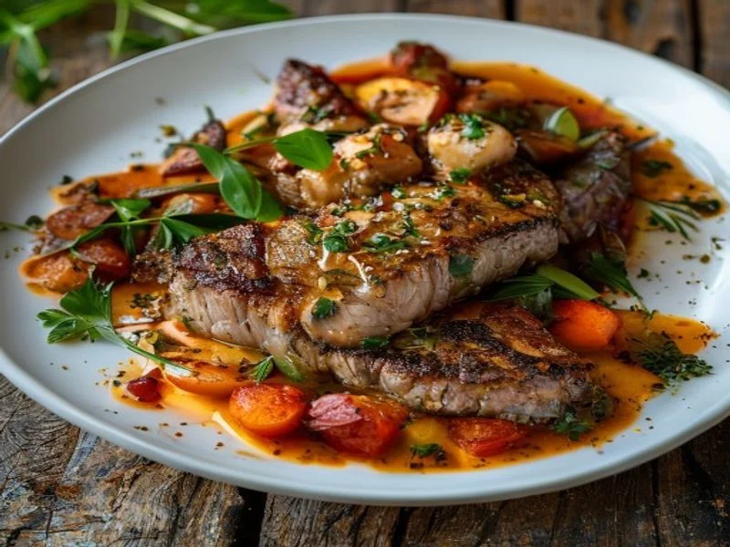 Steak de thon mi-cuit, ratatouille