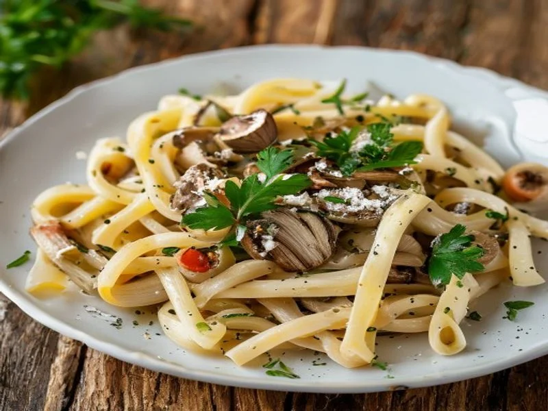 Pâtes aux champignons & persil