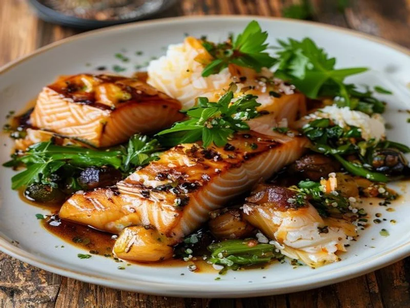 Saumon teriyaki riz haricots verts