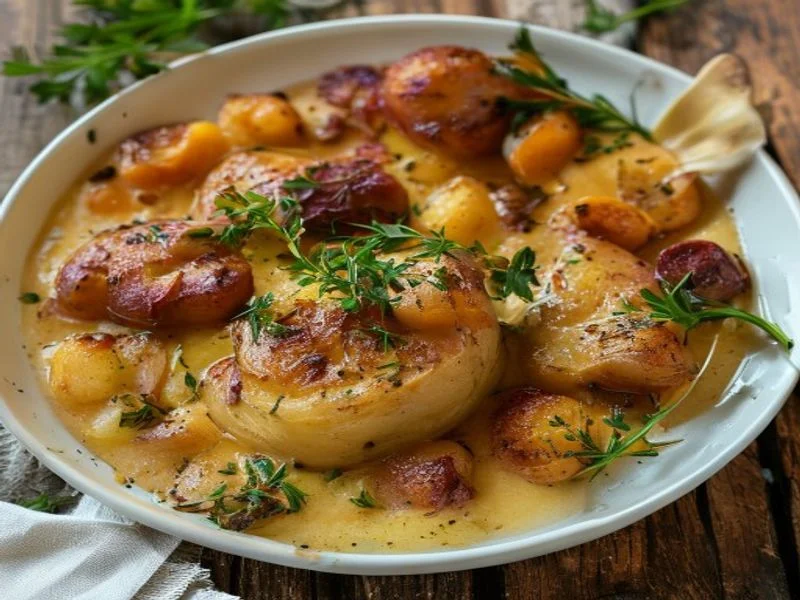 Purée de patate douce, poulet rôti