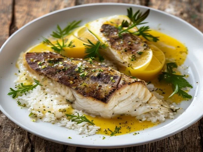 Cabillaud crème citron-aneth, riz