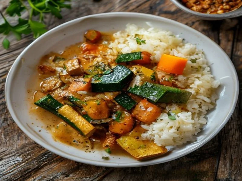 Curry de légumes doux & riz basmati