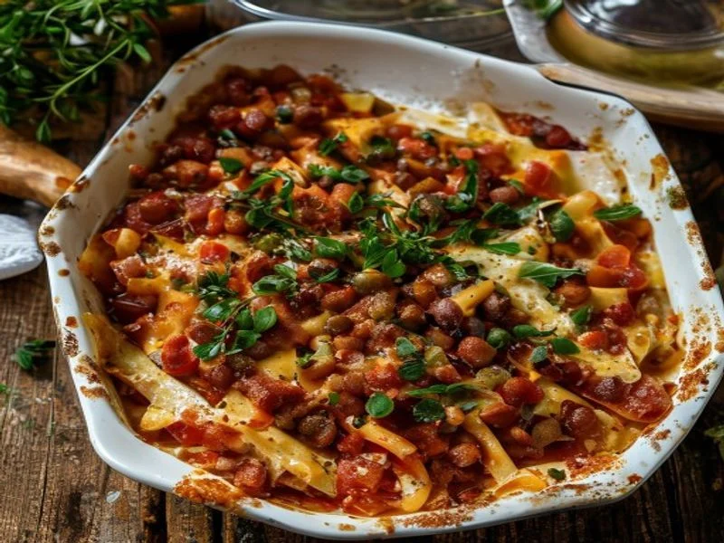 Lasagnes au ragù de lentilles corail