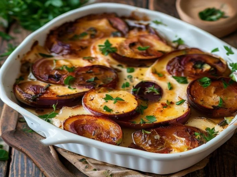 Moussaka aubergines-pdt sauce tomate-béchamel (sans viande)