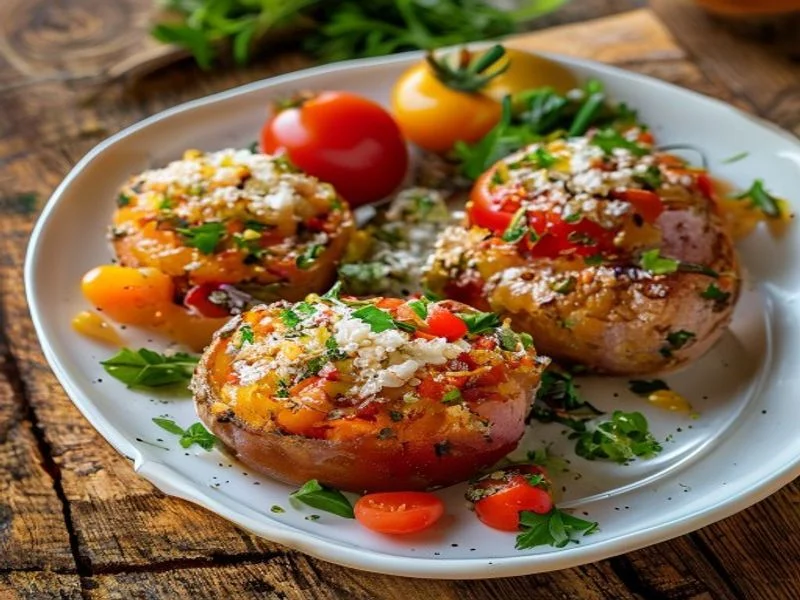 Tomates farcies quinoa-pois chiches