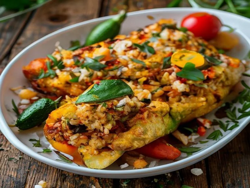 Poivrons farcis riz-légumes (sans viande)