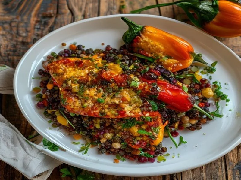 Poivrons farcis quinoa-haricots noirs