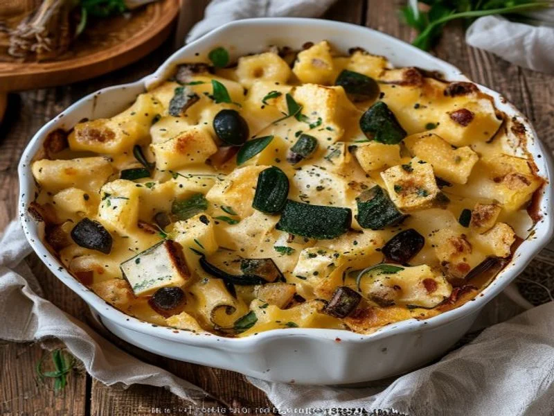 Gratin de macaroni tofu fumé & légumes
