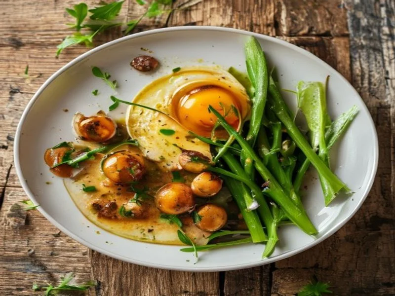 Haricots verts béarnaise & œuf mollet
