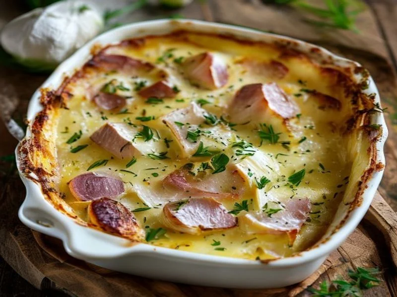 Gratin de poireaux au jambon